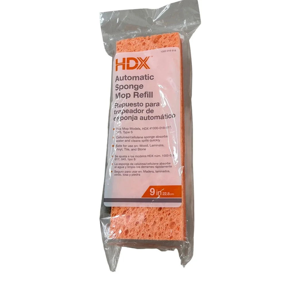 HDX Automatic Sponge Mop Refill 9in Orange Cellulose Fits Type S 1000018618